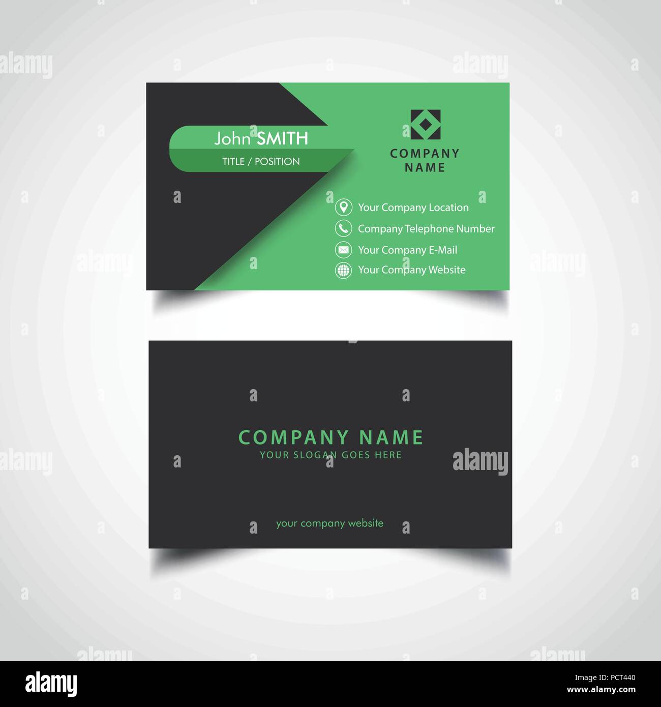 Simple Green und dunkle Farbe Business Card Stock Vektor