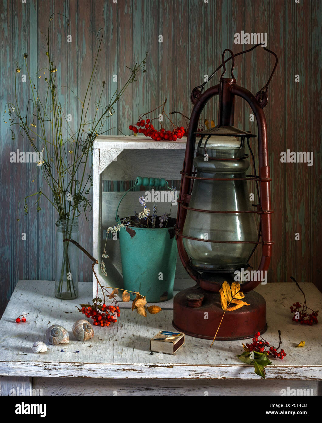 Stillleben mit alten Sachen. Jahrgang. Retro. Stockfoto