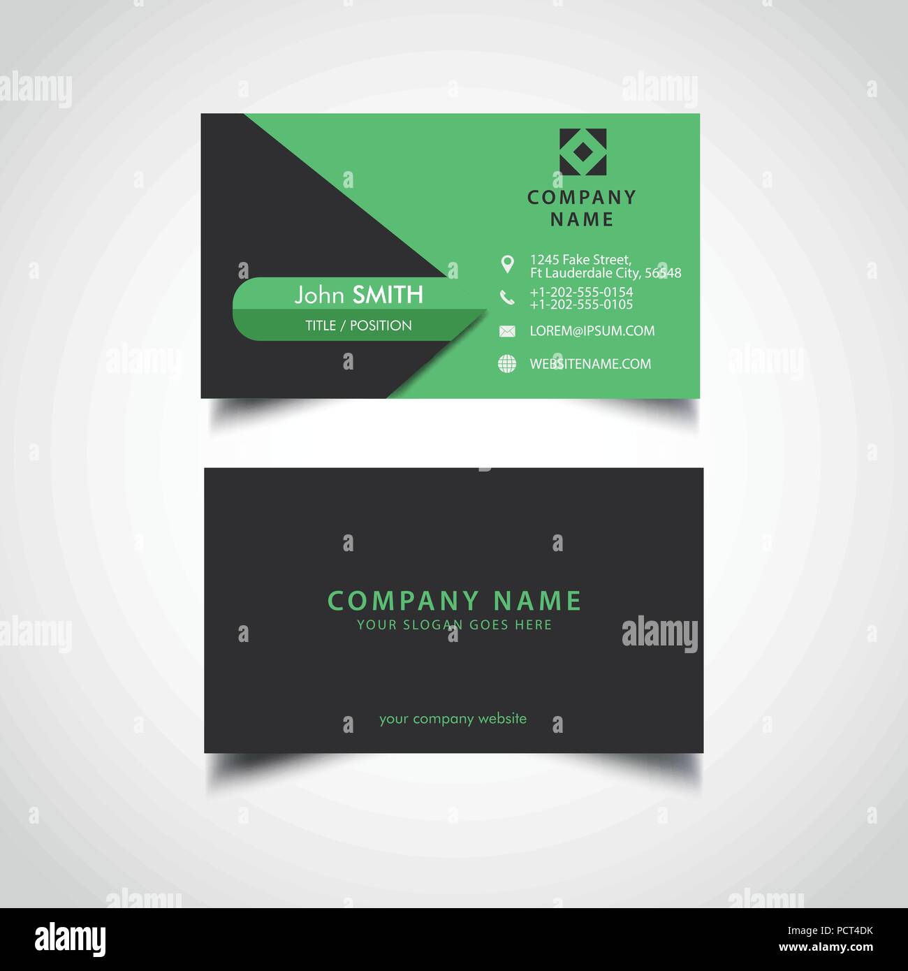 Simple Green und dunkle Farbe Business Card Stock Vektor