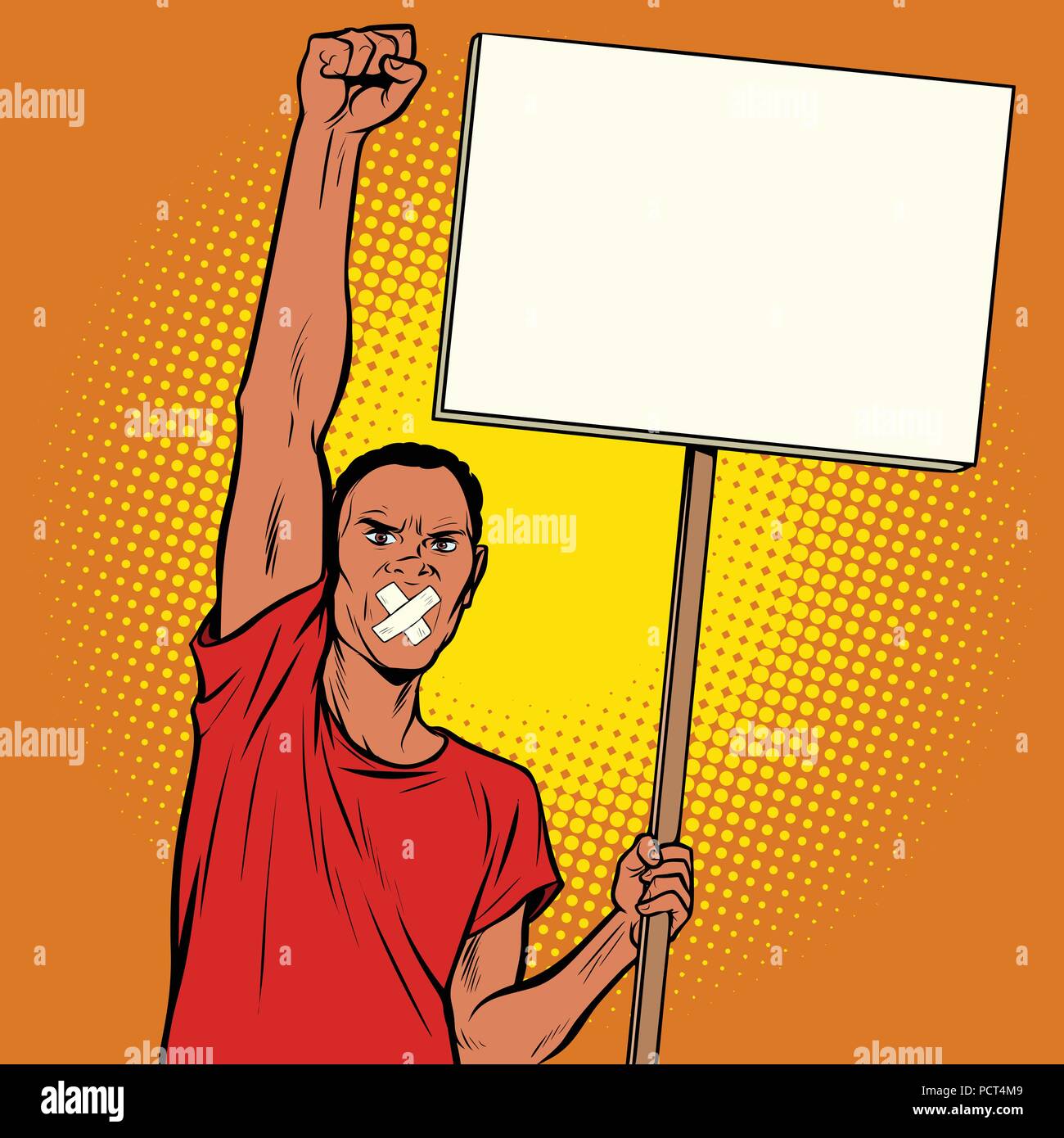 Afrikanischer Mann geknebelt Proteste Stock Vektor