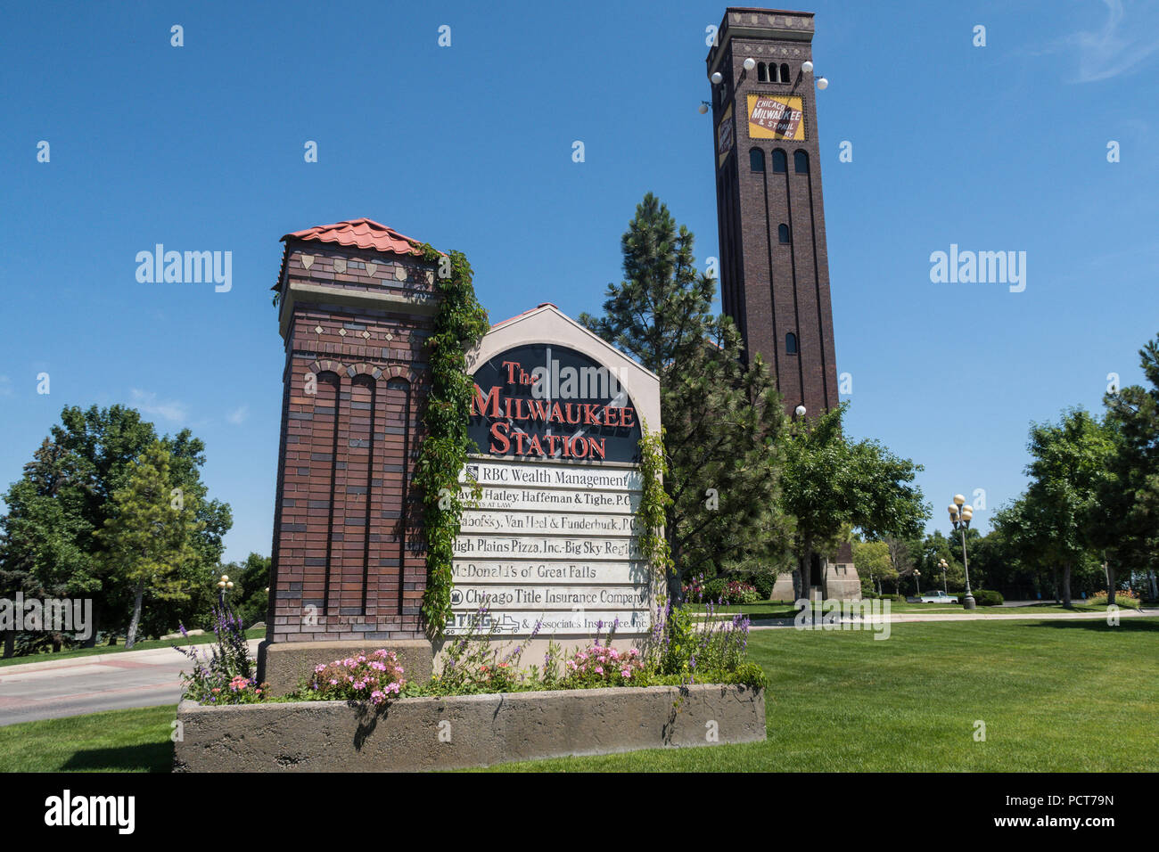 Chicago, Milwaukee, St. Paul im Depot ist ein historischer Ort in Great Falls, Montana, USA Stockfoto