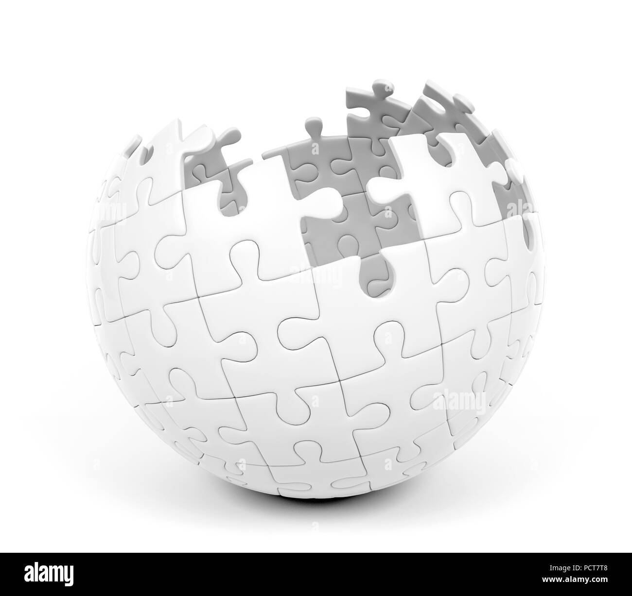 Sphärische Puzzle mit fehlenden Stücke, 3D-Rendering Stockfoto