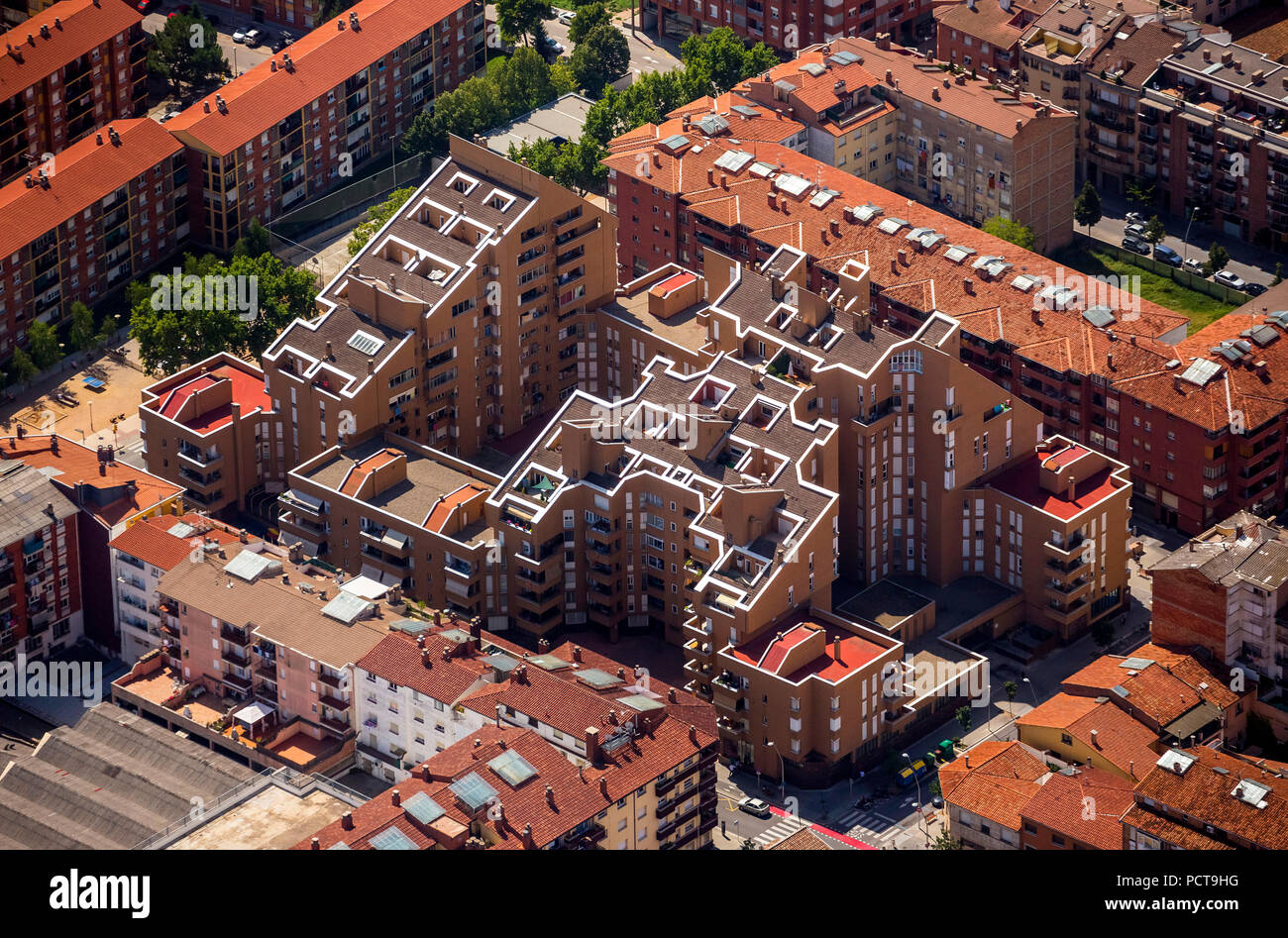 Mehrstufige Haus, Vic, Costa Brava, Katalonien, Spanien Stockfoto