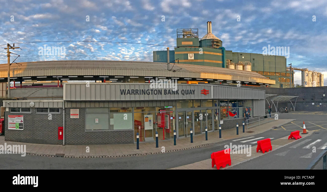 Warrington Bank Quay Bahnhof Panorama, West Coast Mainline, Warrington, Cheshire North West England, Großbritannien Stockfoto