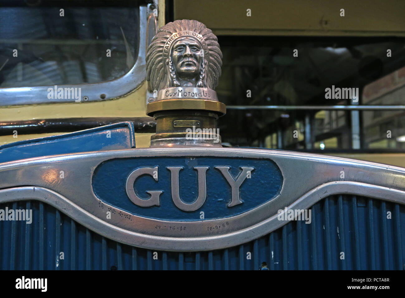 Guy Motoren logo mit Indian Chief, Federn In unserem Cap, Stockfoto