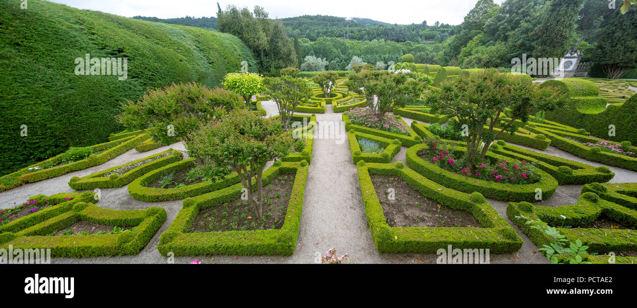 Barockgarten, restaurierten Gärten des Palastes, Casa de Mateus, Palast mit großen Gärten, Arroios, Vila Real district, Portugal, Europa, BlosseyPortugal Stockfoto