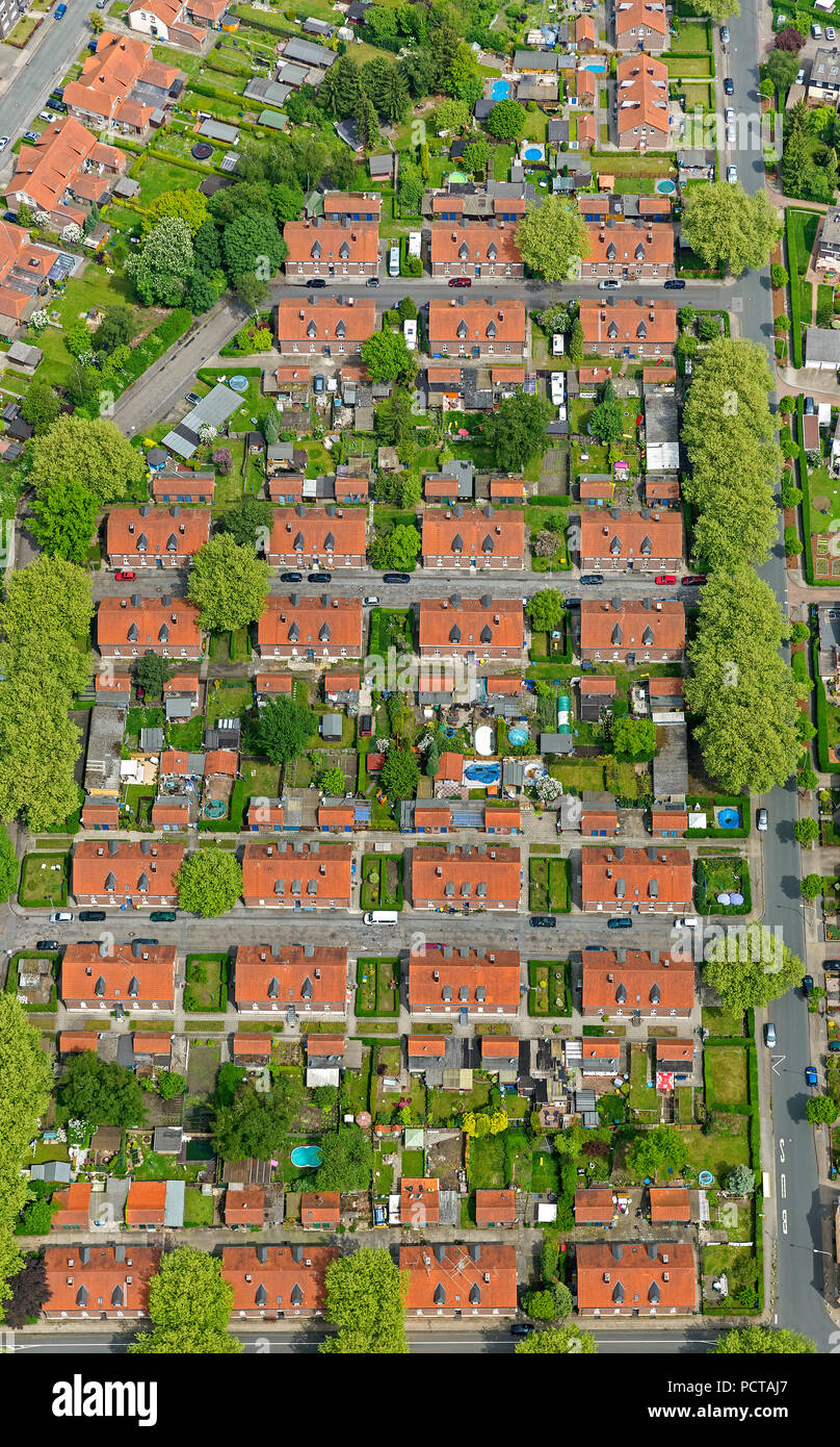 Kolonie Eisenheim, Bergbau Siedlung, gute Straße Ziegelstraße, Sterkrade, Luftaufnahme von Oberhausen-Nord Stockfoto