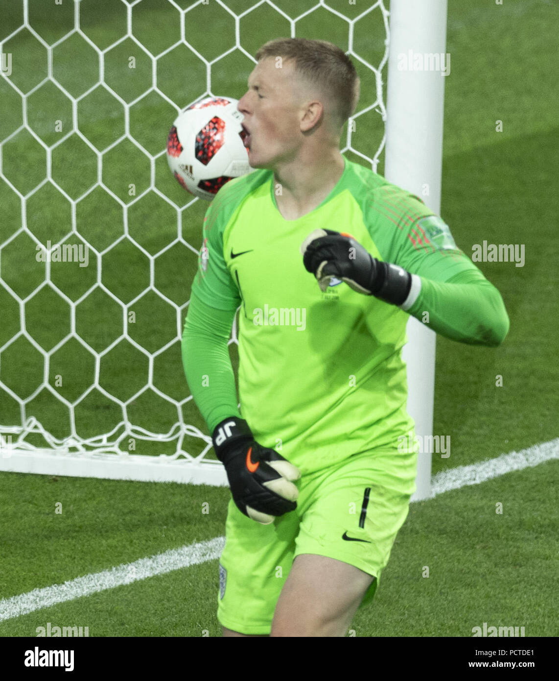 2018 FIFA World Cup Runde 16 Match zwischen Kolumbien und England an der Spartak Stadium in Moskau, Russland Mit: Jordanien PICKFORD Wo: Moskau, Russische Föderation Wann: 03 Aug 2018 Quelle: Anthony Stanley/WENN.com Stockfoto