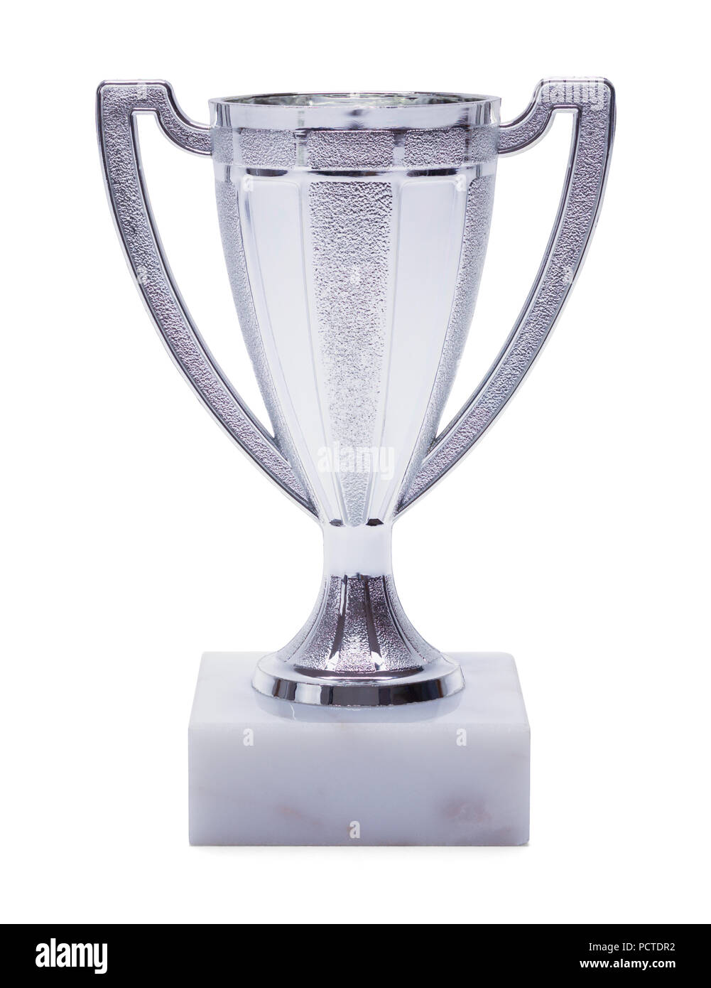 Silberne Trophäe Cup isoliert auf einem weißen Hintergrund. Stockfoto