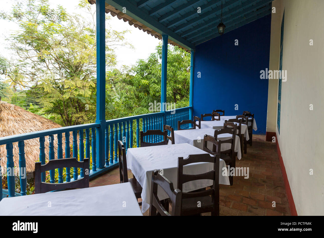 Hacienda Iznaga Restaurant, Iznaga Manor House, Zuckerrohrplantage, Los Ingenios Tal, Trinidad, Sancti Spiritus, Kuba; Republik Kuba, Großen Antillen, Karibik Stockfoto