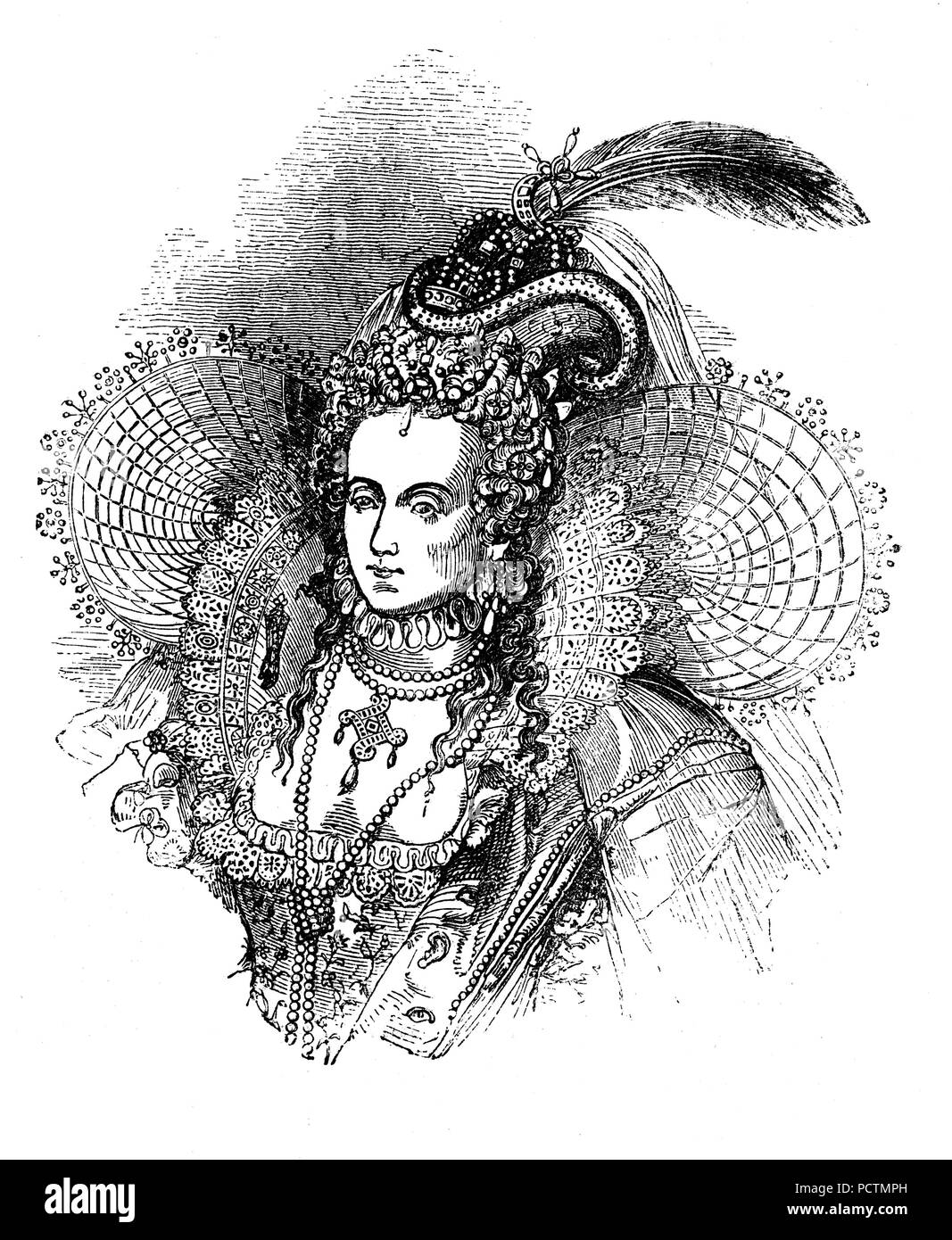 Porträt von Elizabeth I (1533-1603), Königin von England und Irland vom 17. November 1558 bis zu ihrem Tod am 24. März 1603. Manchmal ist die jungfräuliche Königin Gloriana oder Good Queen Bess, Elizabeth benannt wurde, der letzte Monarch des Hauses Tudor. Stockfoto