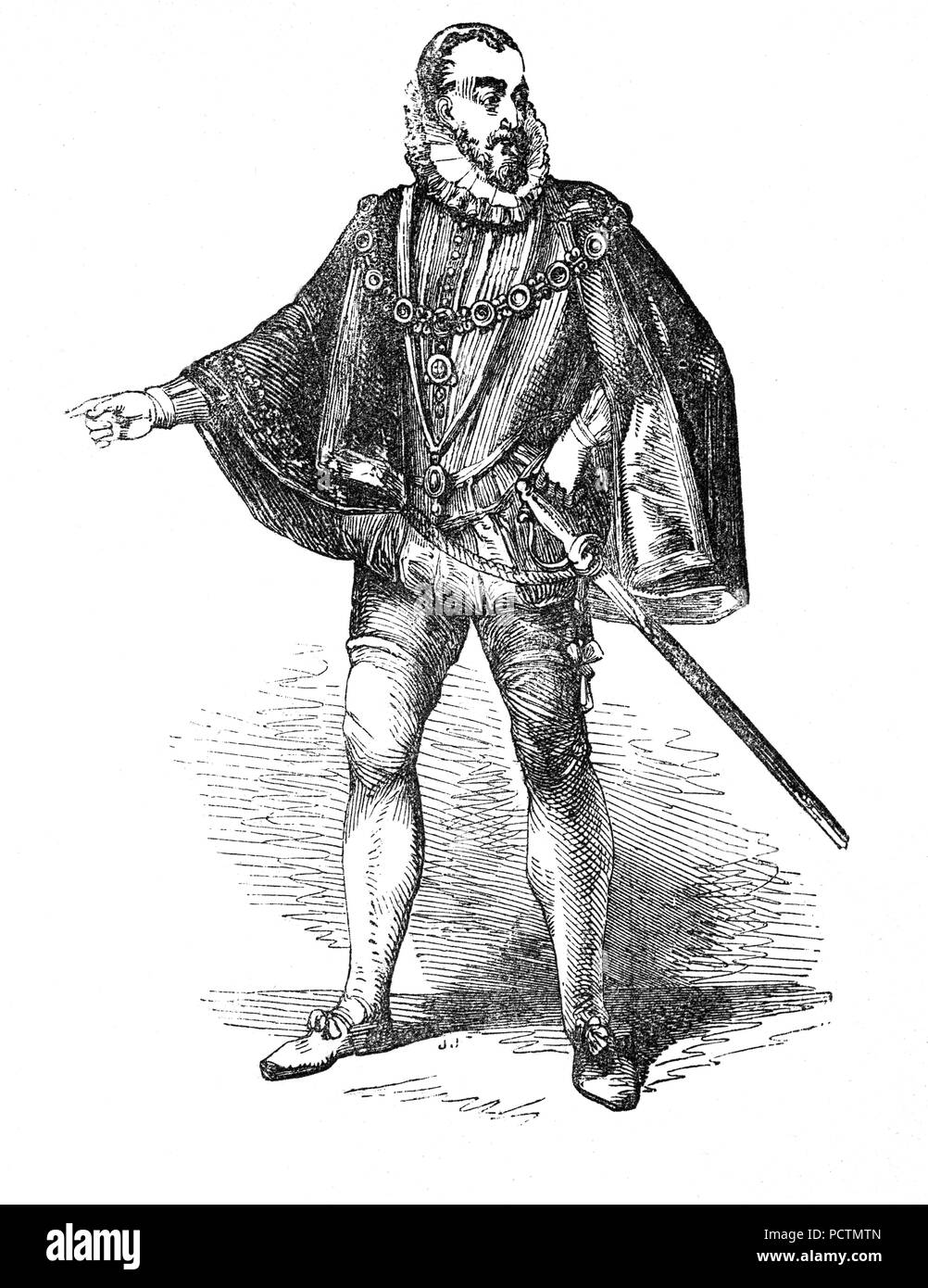Porträt von Charles Howard, 1. Earl of Nottingham, (1536-1624), bekannt als Howard von Effingham, war ein englischer Staatsmann und Lord High Admiral Unter Elizabeth I. und James I. war er Kommandeur der englischen Truppen während der Kämpfe gegen die spanische Armada und war hauptsächlich verantwortlich nach Francis Drake für den Sieg, daß England, von der Invasion der Spanischen Reich gespeichert. Stockfoto