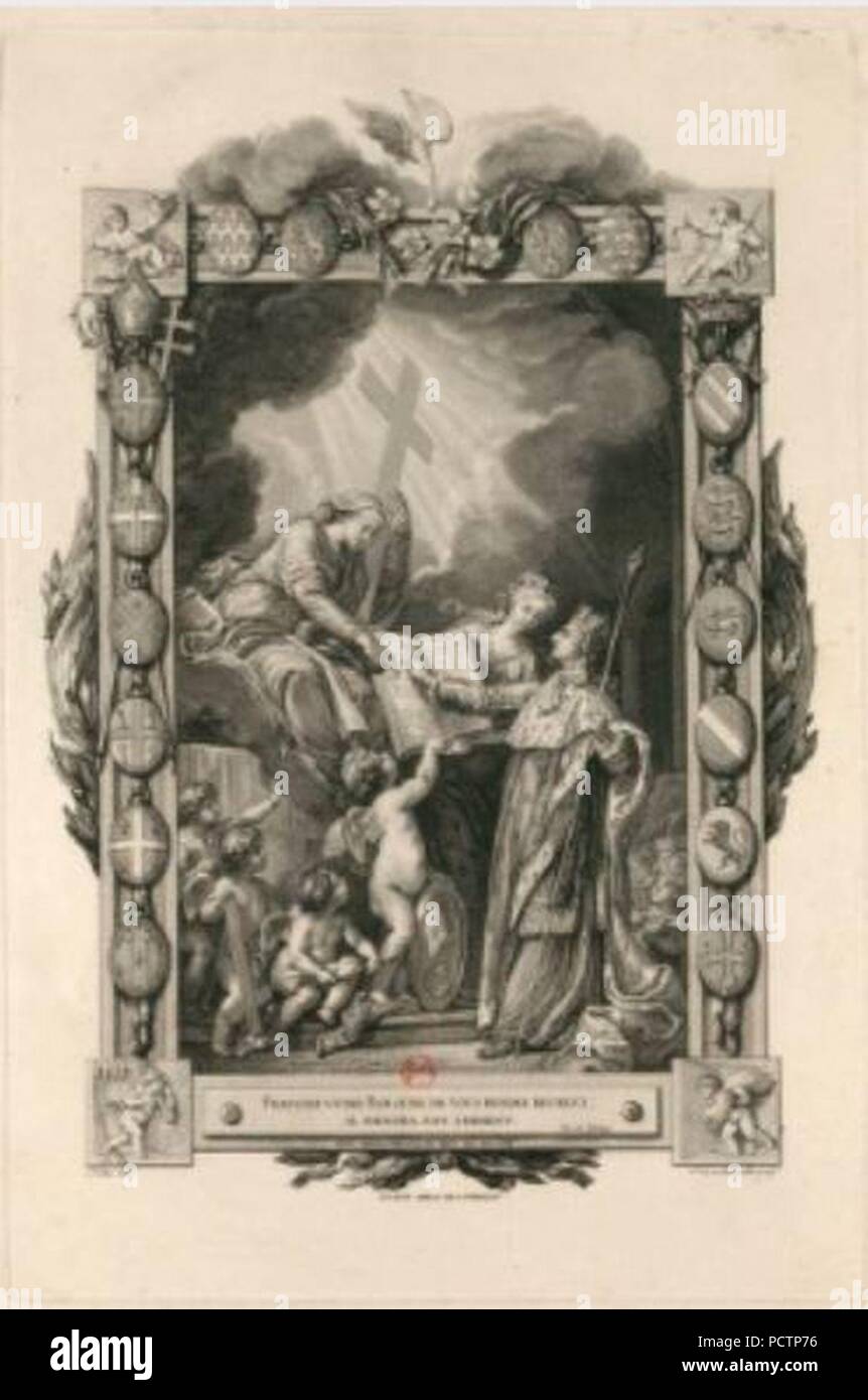 Allégorie à l'Anlass du Sacre de Louis XVI gravée par Geb. Masquelier. Stockfoto