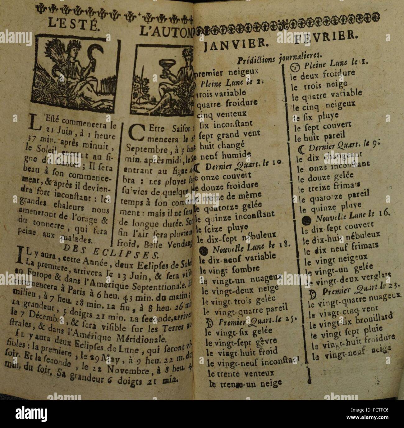 Almanach du Palais 1757 10155. Stockfoto