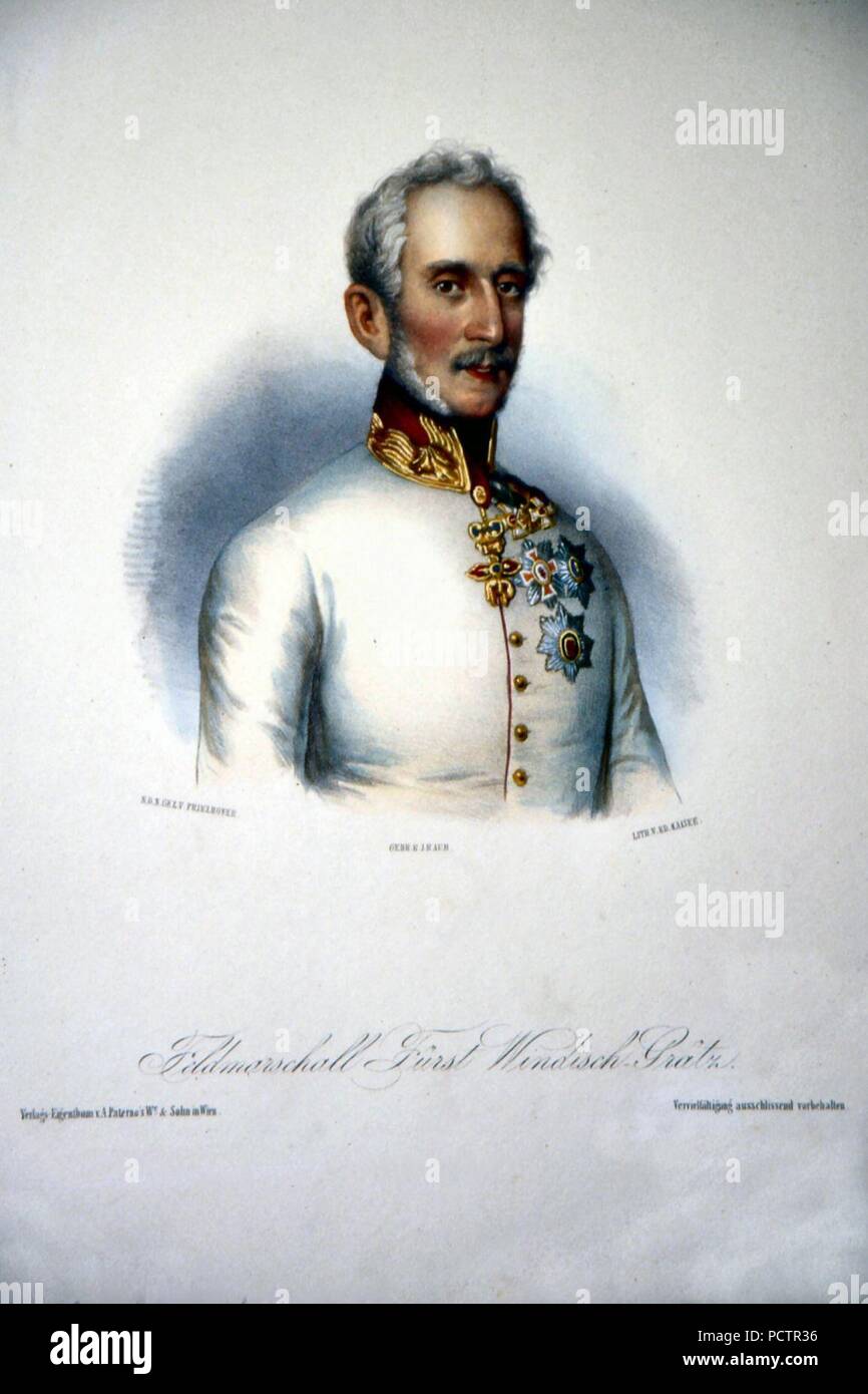 Alfred Fürst von windisch-graetz Litho. Stockfoto