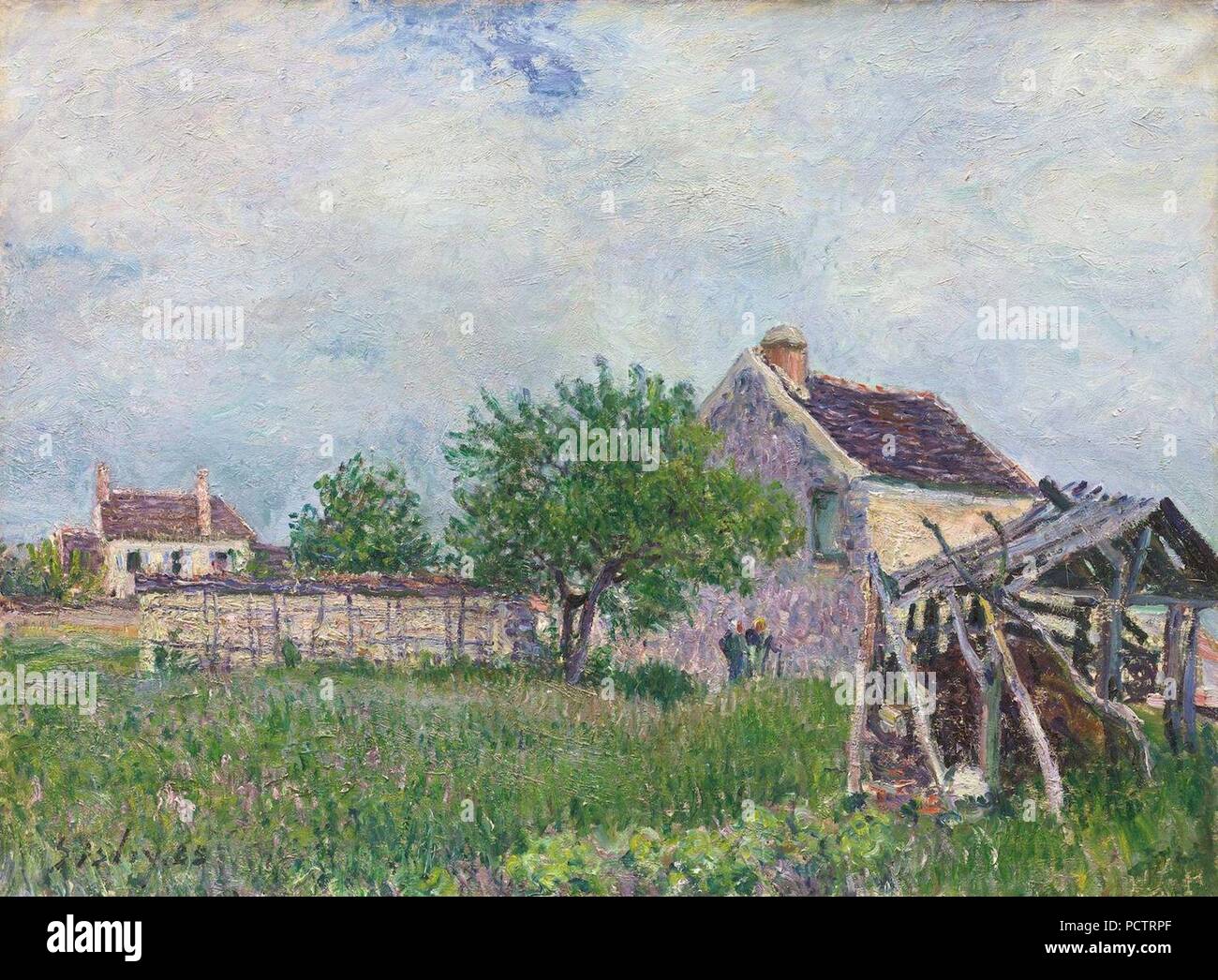 Alfred Sisley, 1885 - Vieille Chaumière aux Sablons. Stockfoto