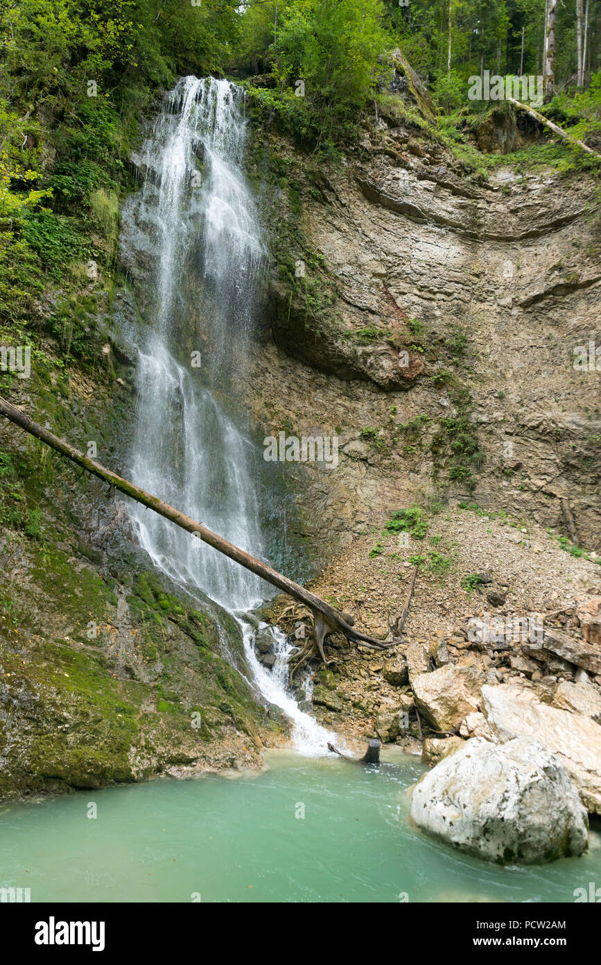 Österreich, Tirol, Wasserfall in der Tiefenbachklamm (Brandenberger Ache). Stockfoto