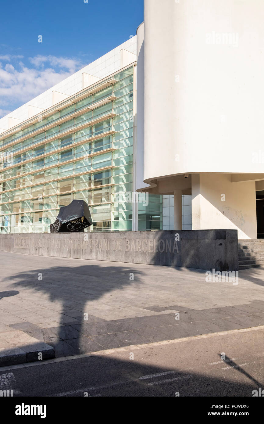 MACBA, Das Museu de Art Contemporani de Barcelona, Museum für Zeitgenössische Kunst, Beton und Glas, moderne Architektur, Spanien Stockfoto
