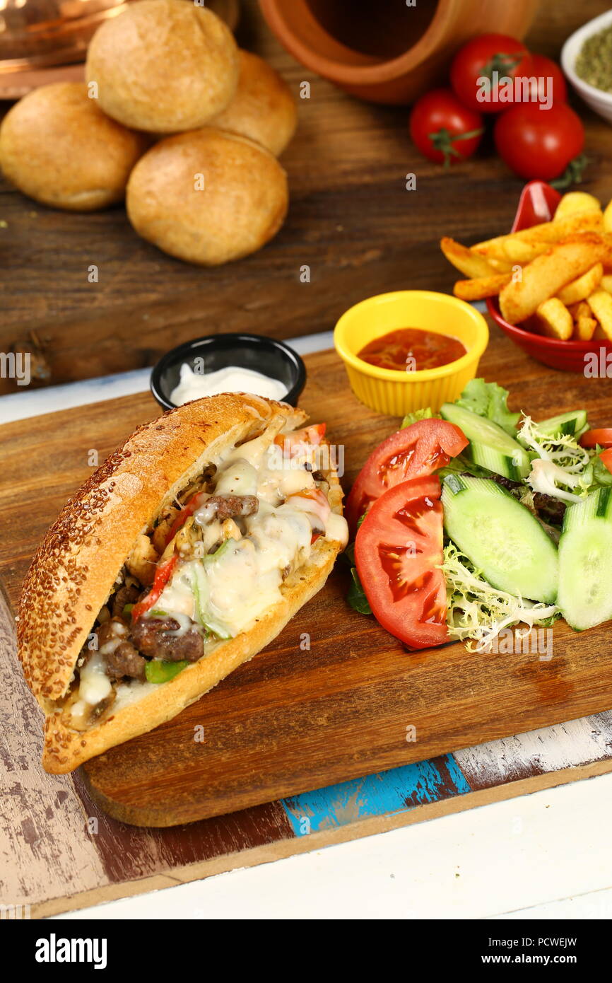 Philly Rindersteak Käse submarine Sandwich Stockfoto