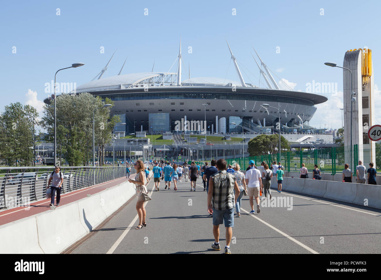 Sankt Petersburg Stadion (Gazprom Arena), Krestovsky Island, St. Petersburg, Russland. Stockfoto