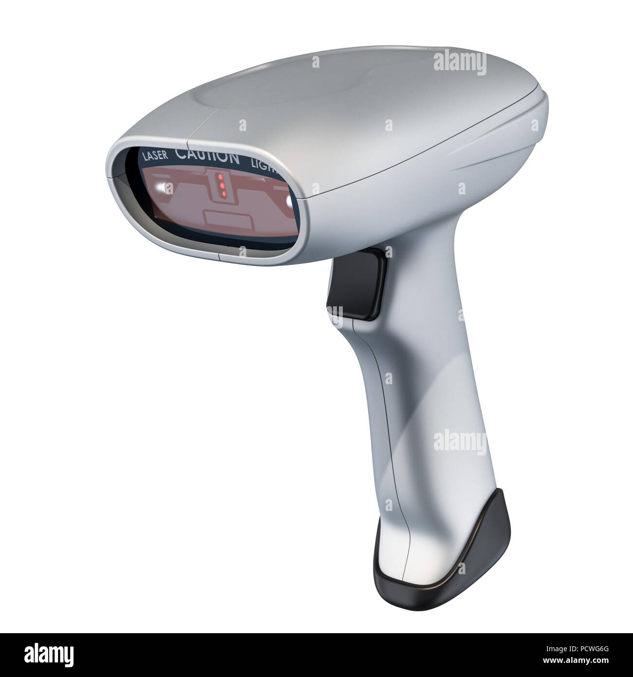 Barcode Reader, 3D-Rendering auf weißem Hintergrund Stockfoto
