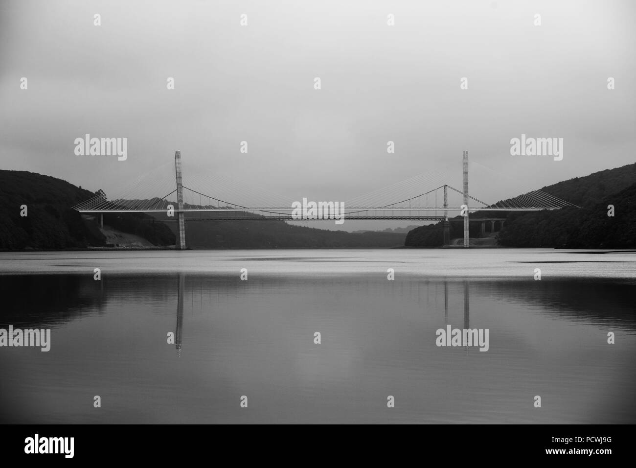 Terenez Brücke, Landvennec Stockfoto