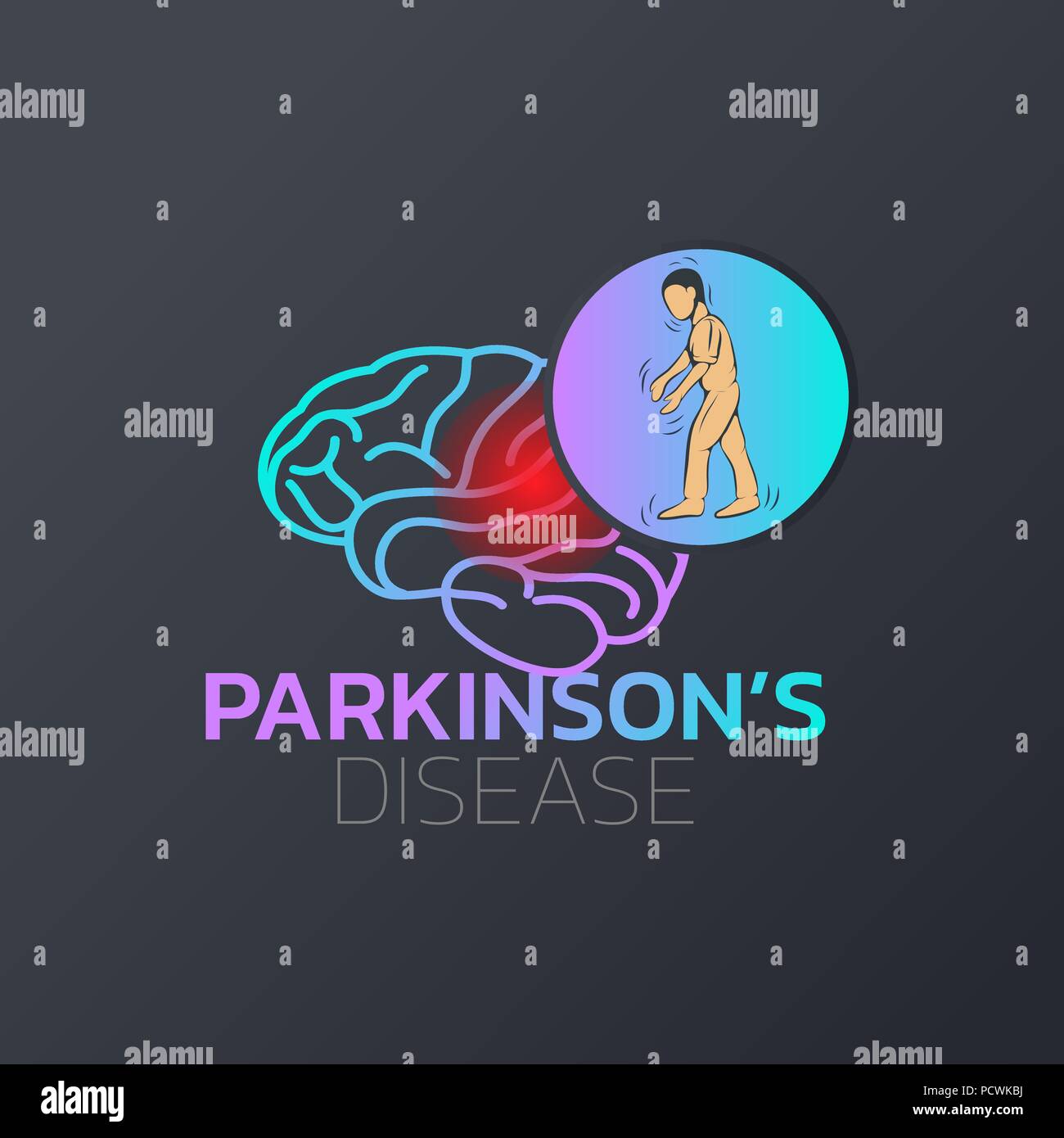Parkinsons Krankheit Icon Design, Logo. Vector Illustration Stock Vektor