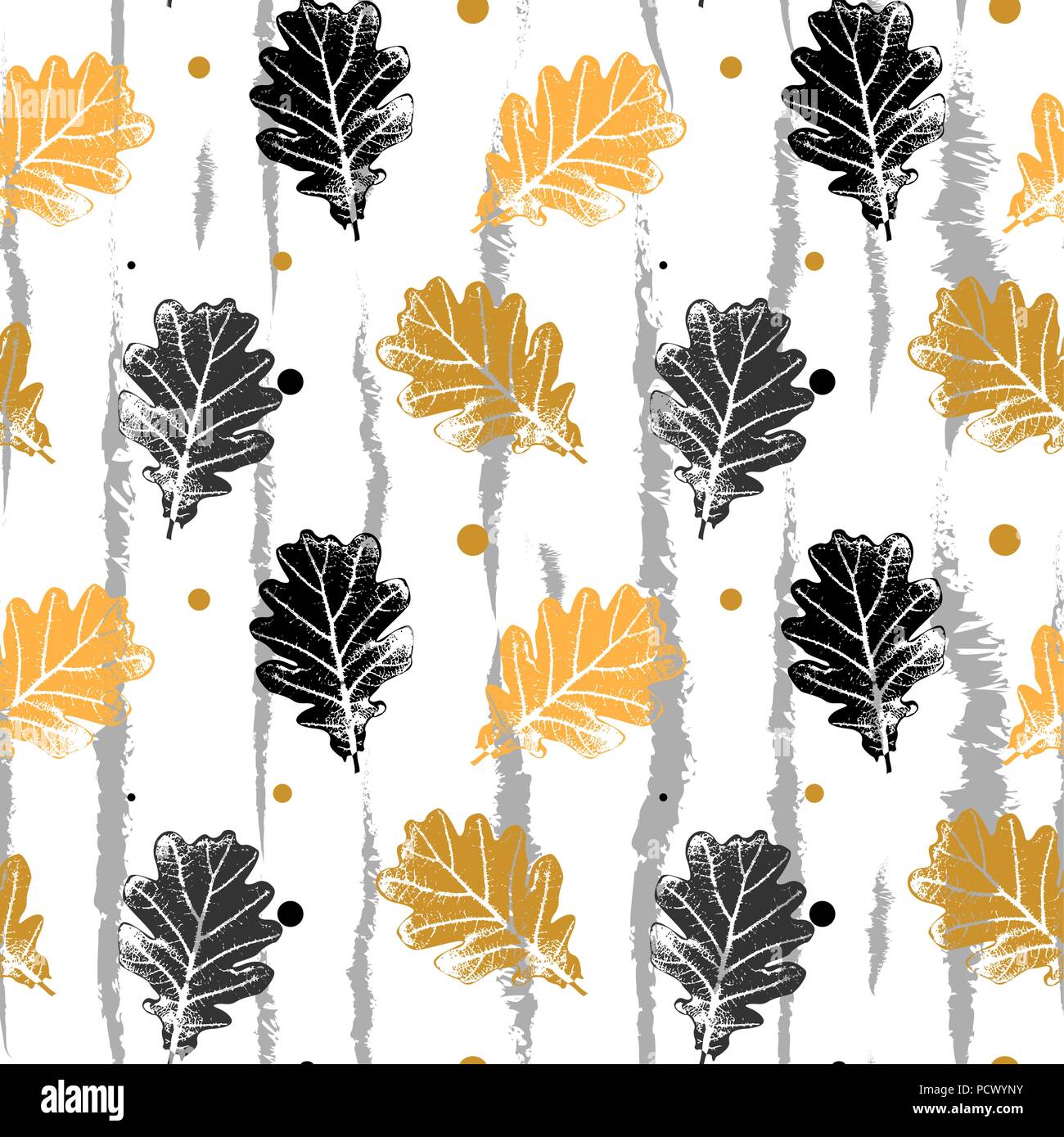 Die nahtlose Vektor Muster mit Eichenlaub, Orang und Black oak leaf pattern Stock Vektor