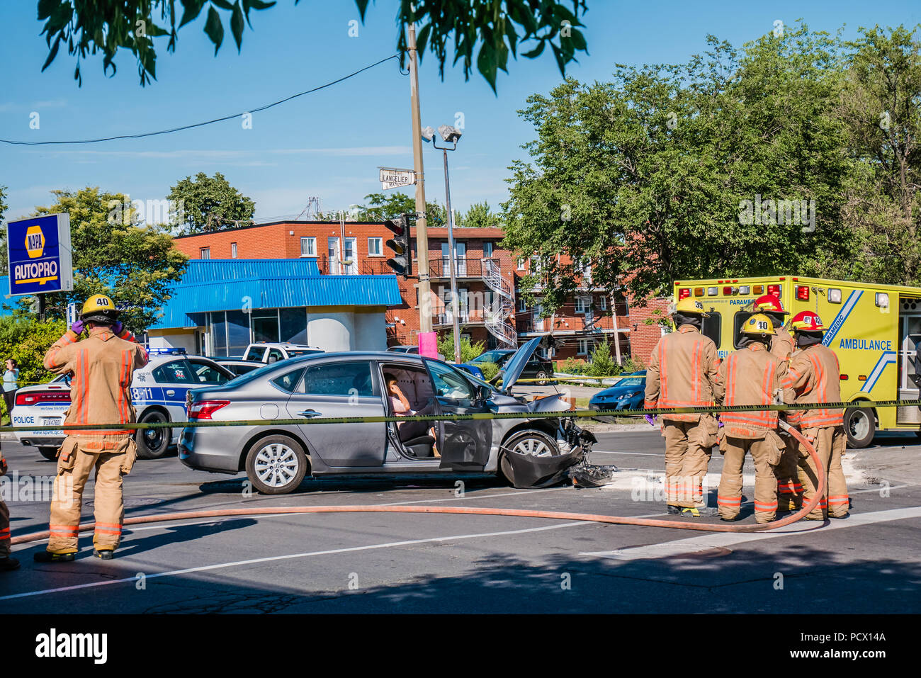 Autounfall Szene outdoor Tag Zeit Stockfoto