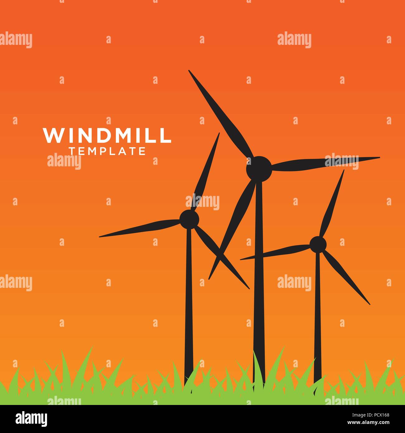 Windmühle auf Feld am Nachmittag illustration Vektor Stock Vektor