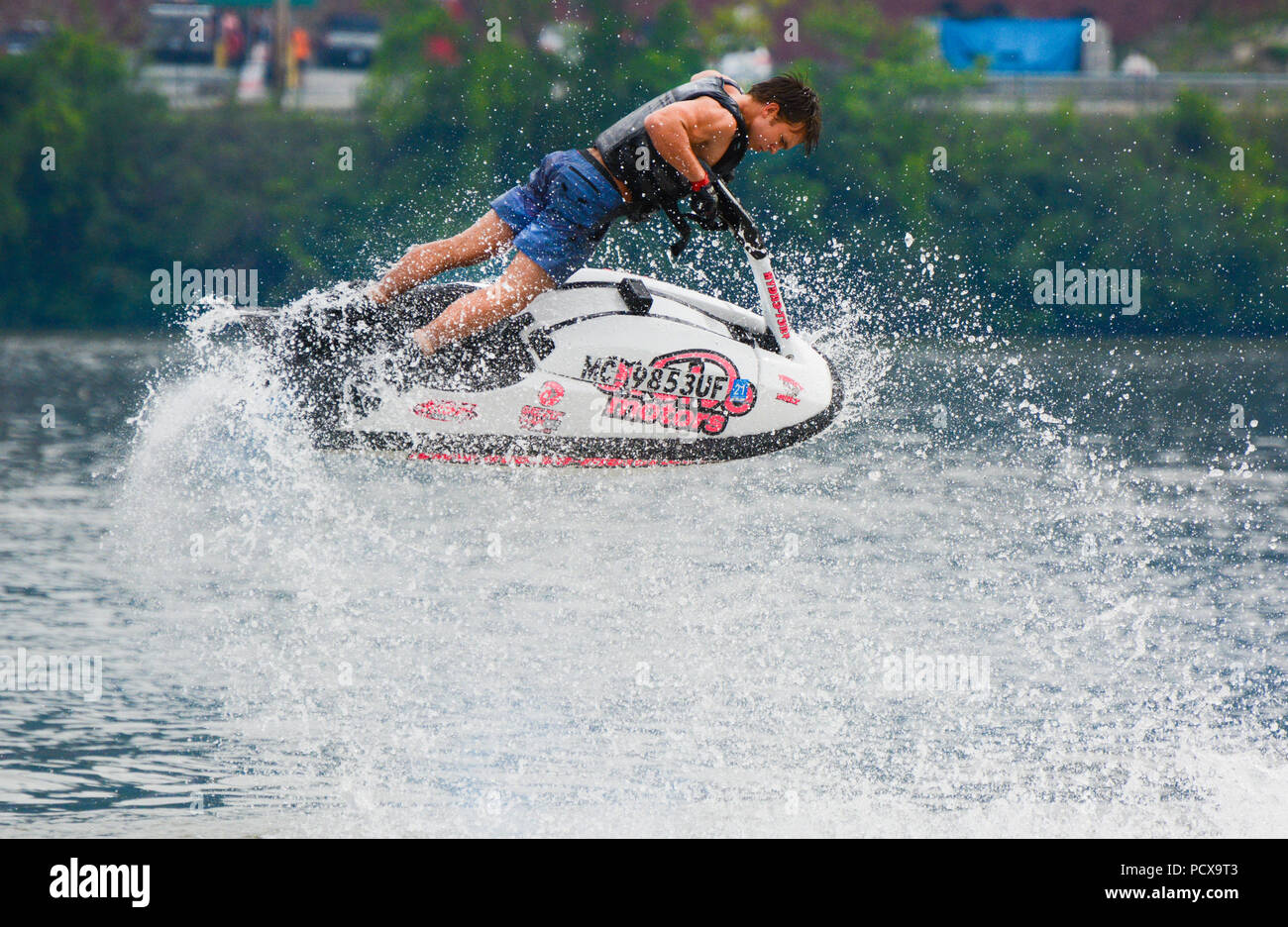 Pittsburgh, PA, USA. 3. August 2018. USA Jet-Ski Freestyle Meisterschaften - top freestyle Athleten wetteifern um den Titel der drei Flüsse Regatta Freestyle Champion. Credit: Amy Cicconi, Alamy leben Nachrichten Stockfoto