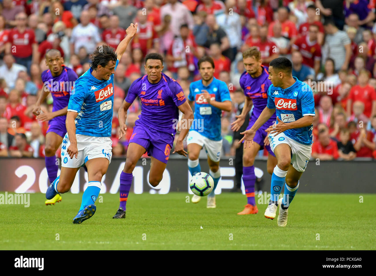 Dublin, Irland. 4 Aug, 2018. Roberto Tysk entkommt mit der Kugel während der Liverpool vs SSC Napoli vor Saisonbeginn freundlich im Aviva Stadium. Credit: Ben Ryan/SOPA Images/ZUMA Draht/Alamy leben Nachrichten Stockfoto