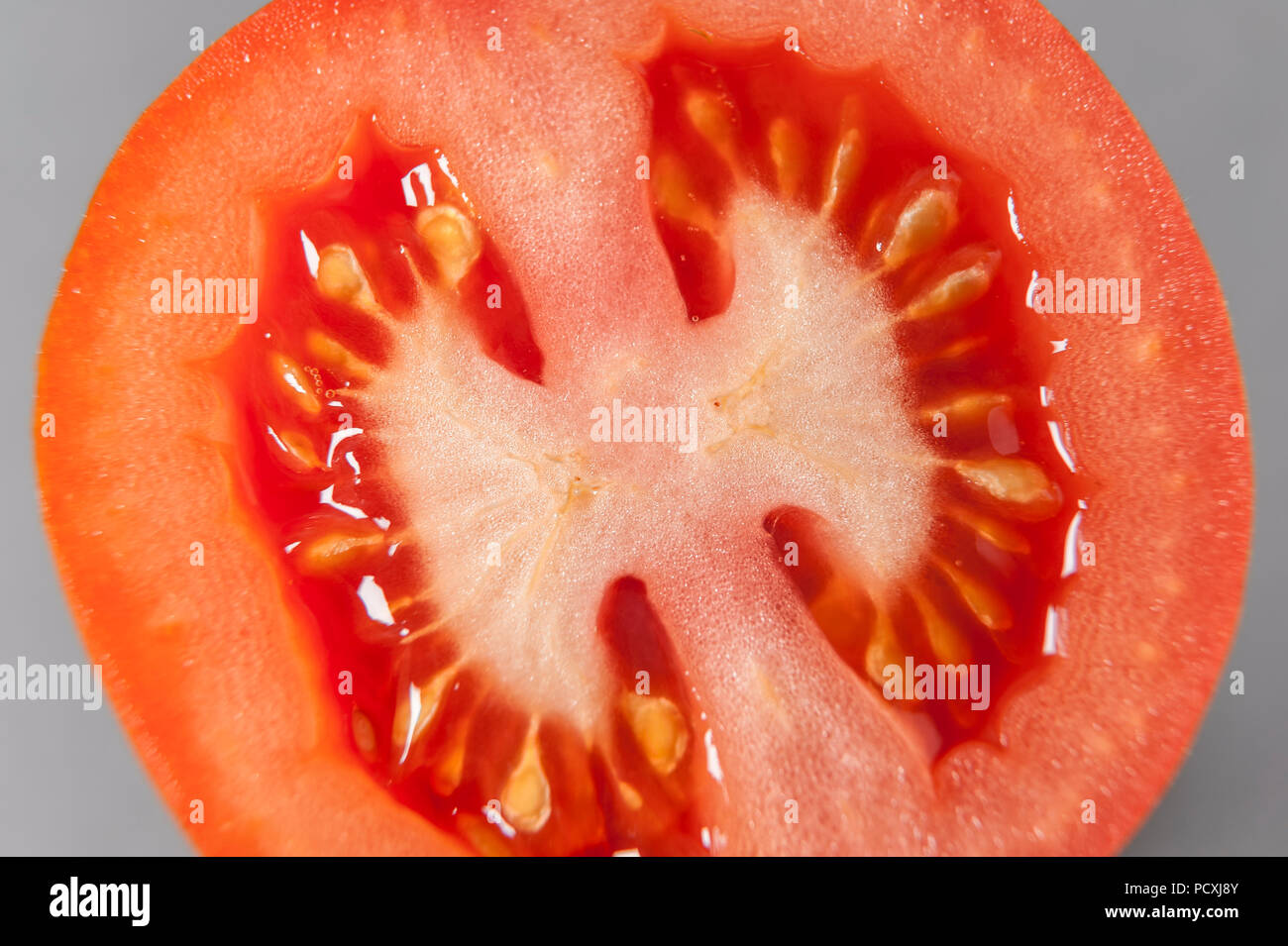 Tomaten in Scheiben geschnitten Nahaufnahme Stockfoto