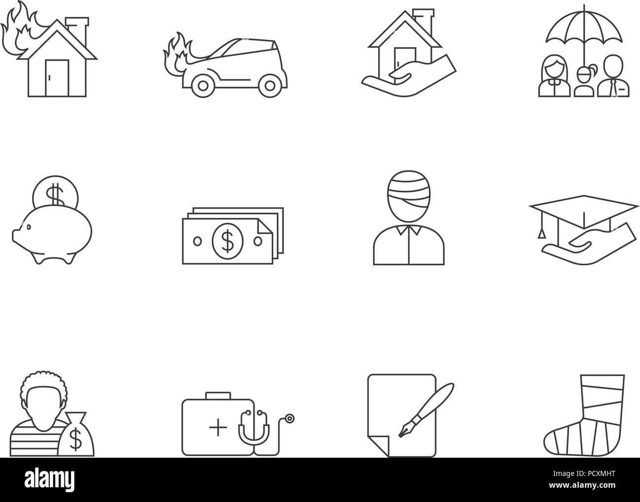 Umrisse Symbole - Versicherung Stock Vektor