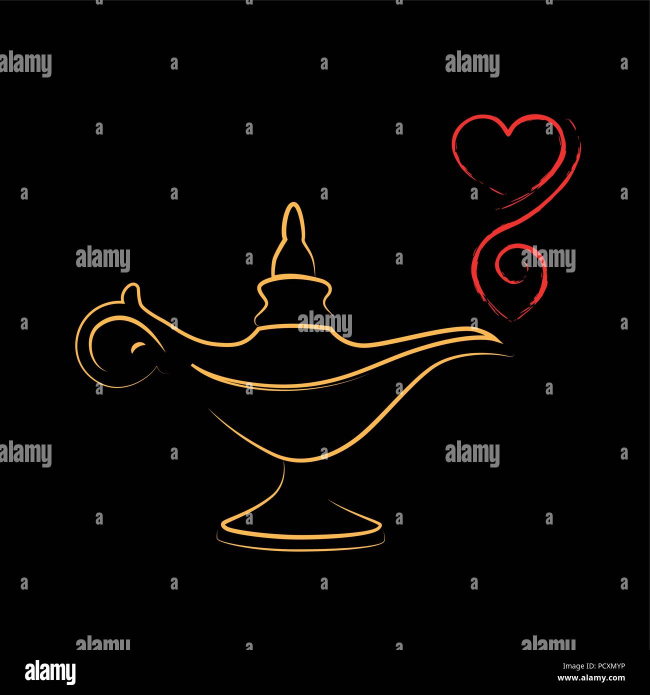 Golden magic Aladin wunder Lampe liebe Vector Illustration Stock Vektor