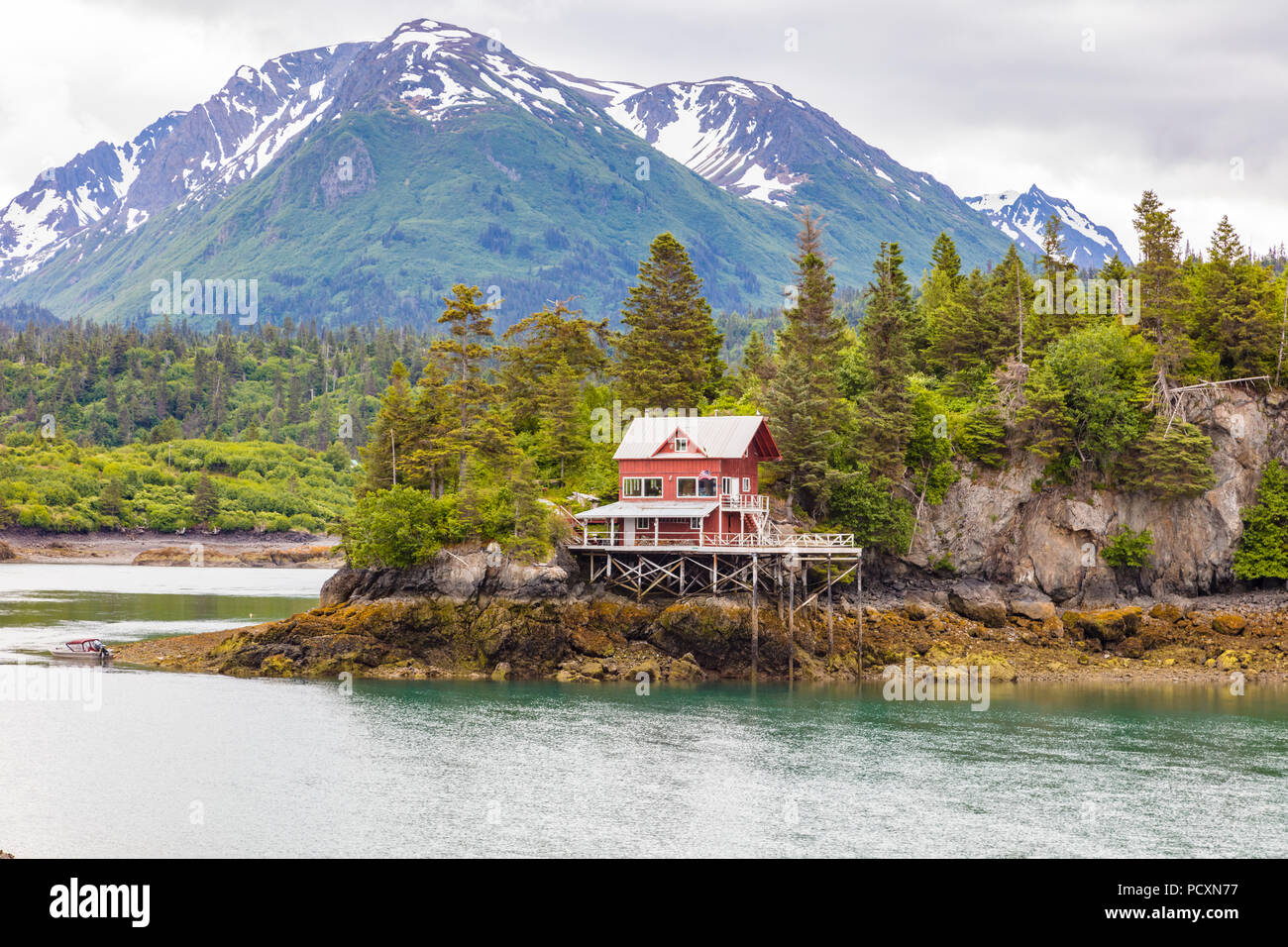 Halibut Cove auf der Kenai Halbinsel über die Kachemak Bucht von Homer Alaska Stockfoto