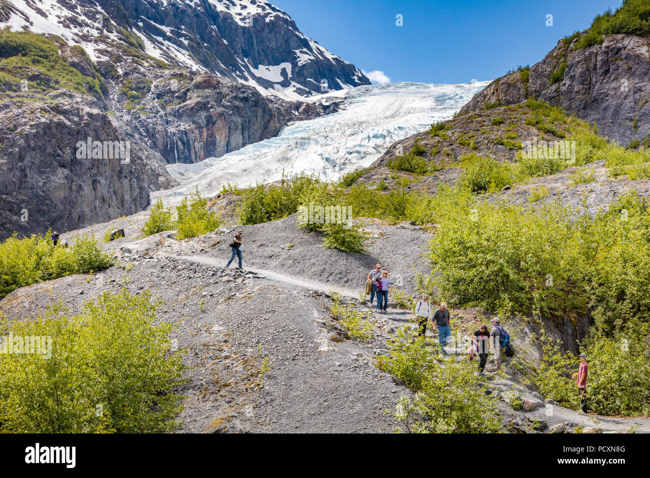 Menschen bei Kenai Fjords National Park Exit Glacier in Seward, Alaska Stockfoto