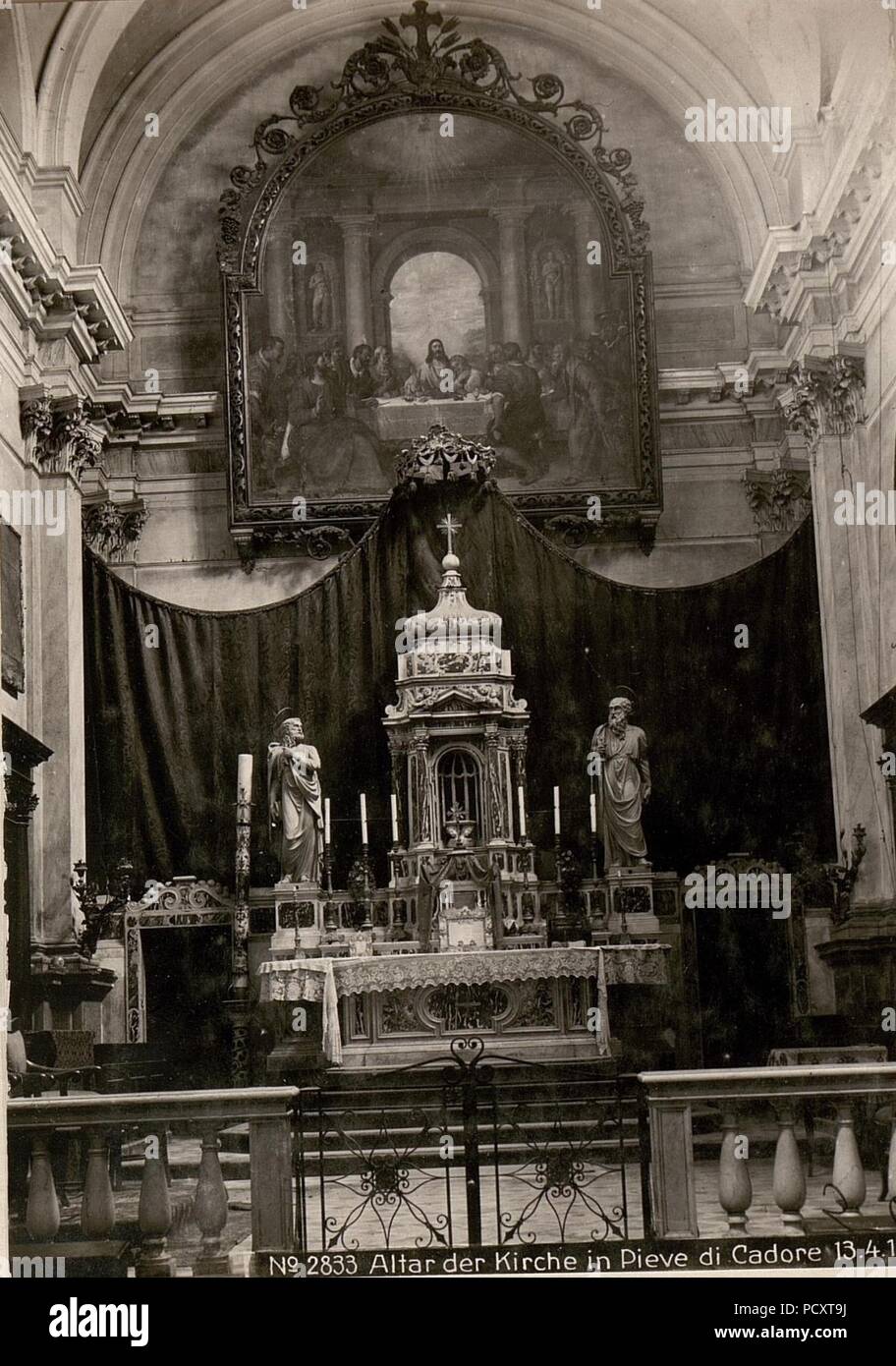 Altar der Kirche in Pieve di Cadore. 13.4.18. Stockfoto