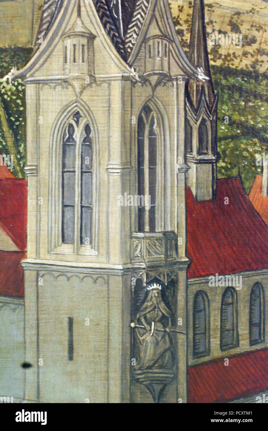 Altartafeln von Hans Leu d. Ä. (Haus zum Rech) - rechtes Limmatufer - Grossmünster - Karlsturm 2013-04-08 15-30-50. Stockfoto