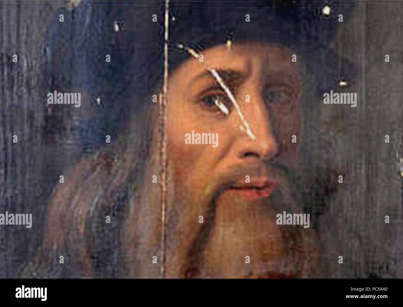 Altissimo Cristofano Dell (Attr.) oder Leonardo da Vinci (Attr.) - Porträt eines Mannes unterzeichnet Pinxit Mea. Stockfoto