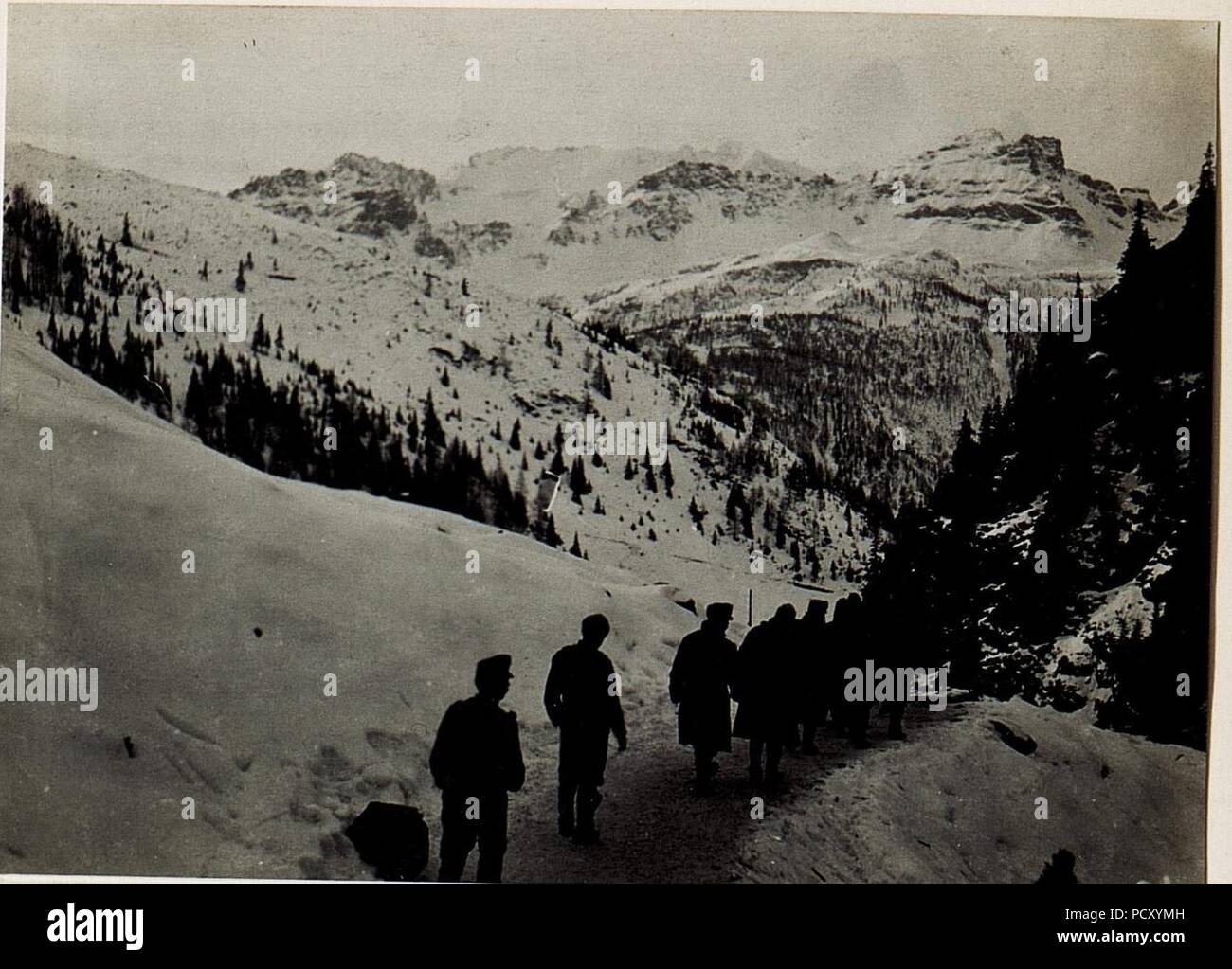 Bin Marsch von Alpenrose gegen Contrin. 5.12.1915. Stockfoto