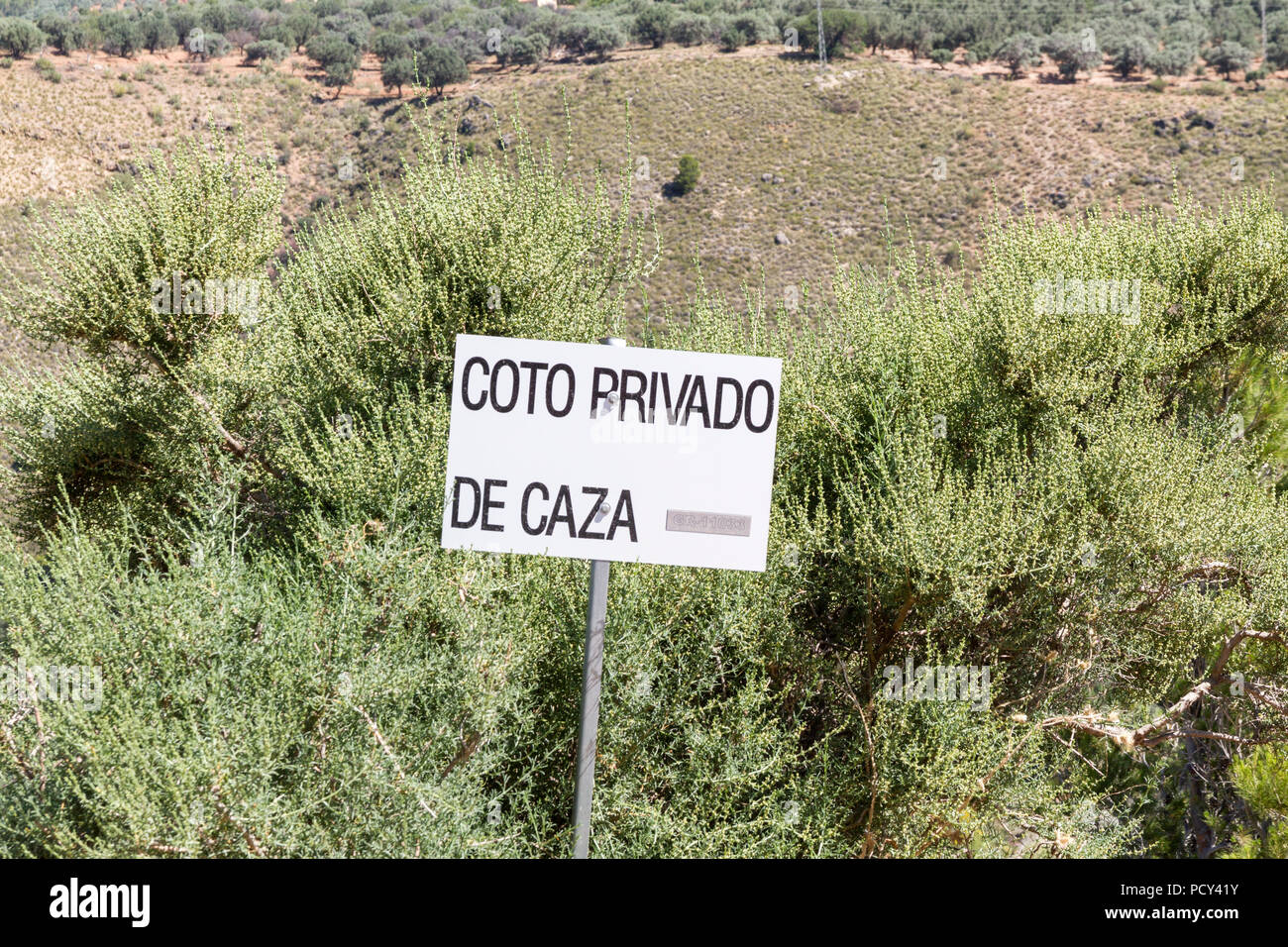 Spanish informieren Sie in private Jagdreviere Stockfoto