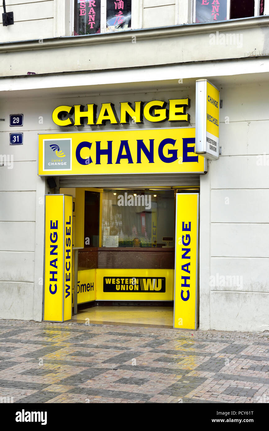 Western Union Bureau de Change, Geldwechsel Stockfoto