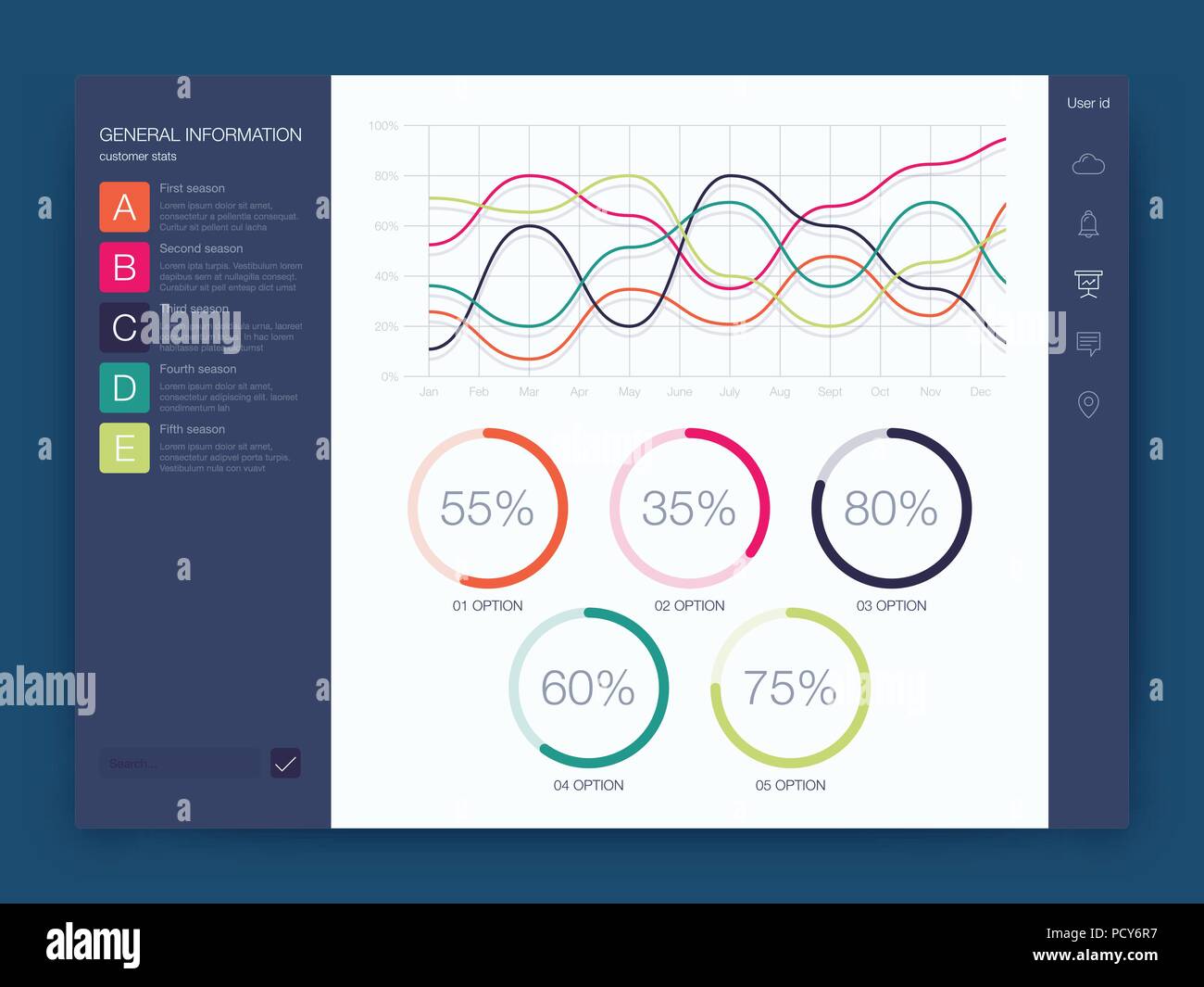 Dashboard Infografik Vorlage mit modernem Design Stock Vektor