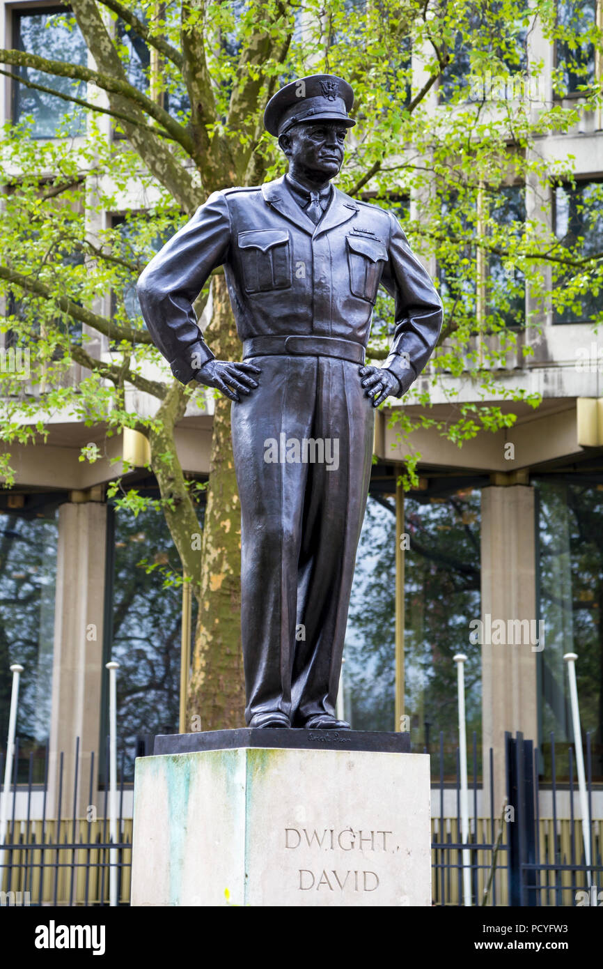 Skulptur von Dwight D. Eisenhower, der amerikanische Präsident, London, UK Stockfoto