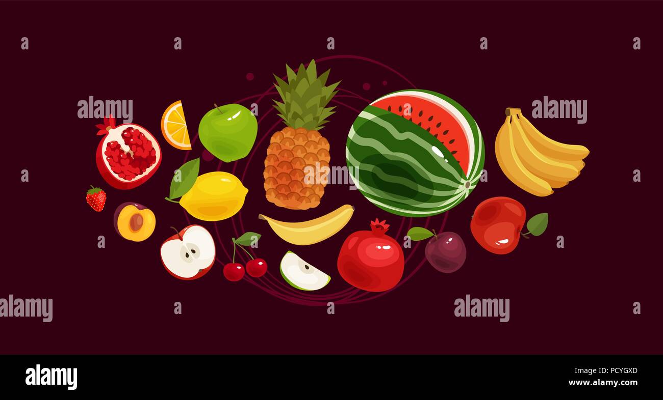 Früchte Banner. Greengrocery Konzept. Vector Illustration Stock Vektor