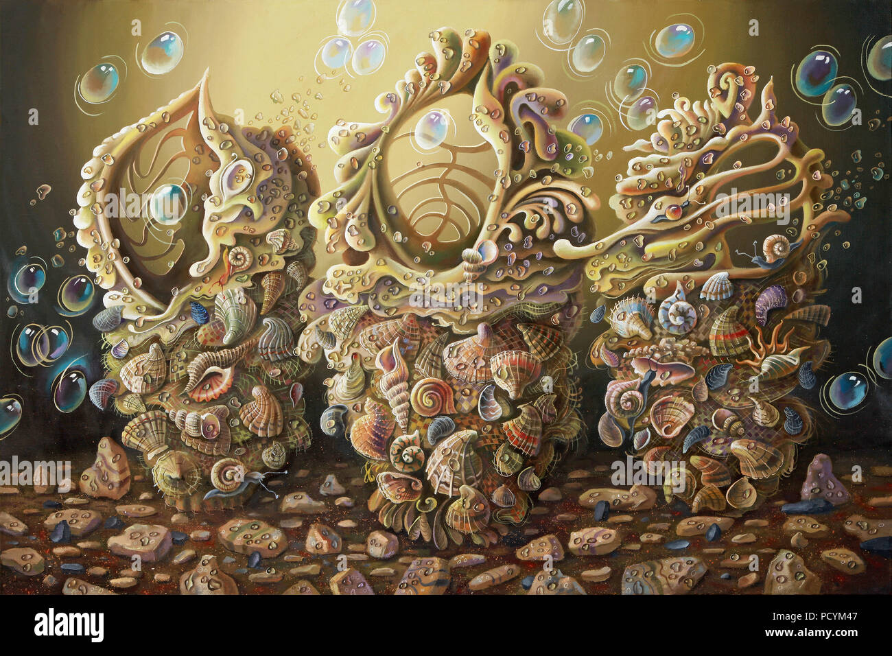 Meer Opus. Surreale Unterwasserwelt Bild aus Muscheln. Malerei: Die Leinwand,  das Öl. Thema: Nikolay Sivenkov Stockfotografie - Alamy