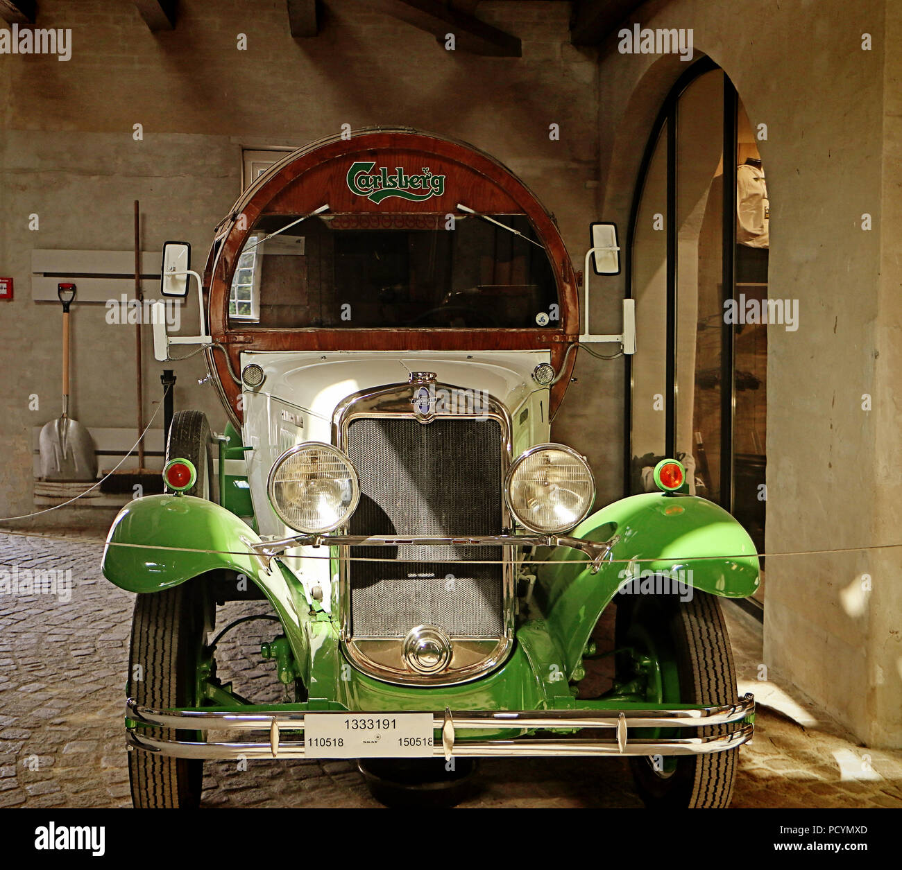 Kopenhagen, Dänemark - Mai 18, 2018 die Alte Brauerei Carlsberg in Kopenhagen: in der Ausstellung ein Vintage Chevrolet tonnenförmig, als Distribution Landmaschinen verwendet Stockfoto