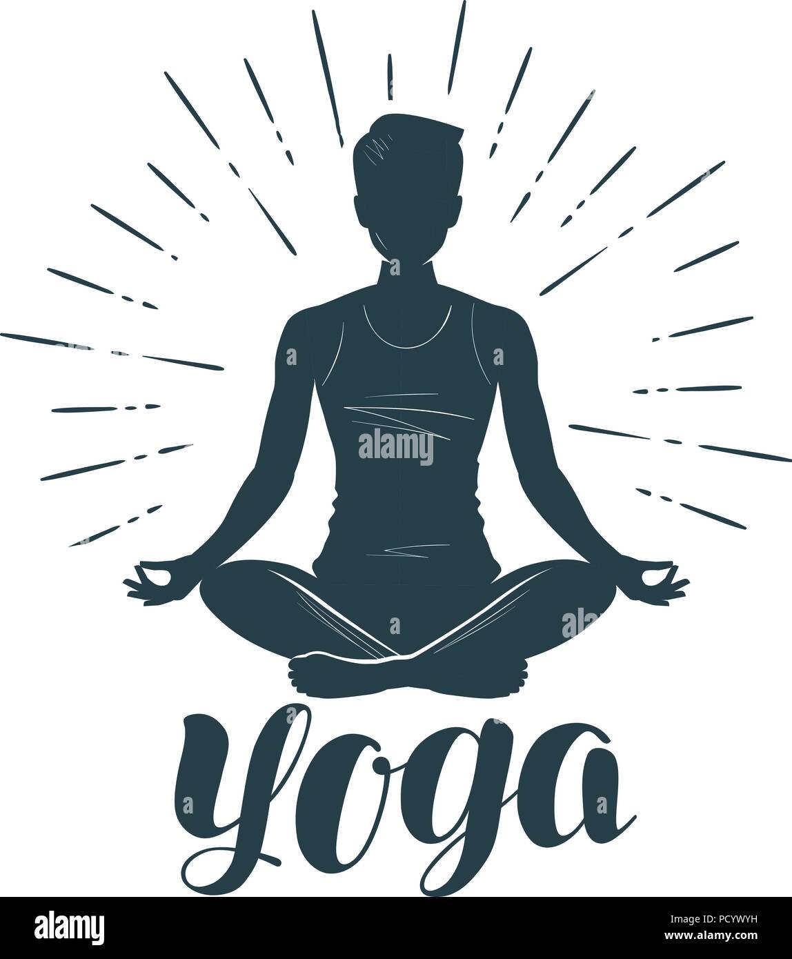 Yoga Logo oder Label. Fitness, Meditation Symbol. Vector Illustration Stock Vektor