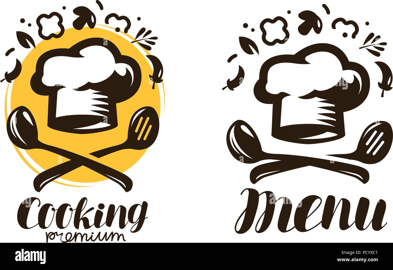 Kochen, Küche Logo. Etiketten für die Speisekarte vom Restaurant oder Cafe. Vektor Symbol Stock Vektor